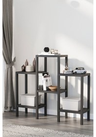 Resim 6 Katlı Banyo Düzenyelici Raf Mutfak Banyo Salon Çocuk Odası Düzenleyici Raf - Siyah Siyah 