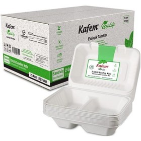 Resim Kafem Ekolojik 2 Göz Kapaklı Karton Tabak 25 Li X 10 Paket Koli 