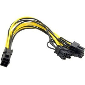 Resim KEEPRO 30 Cm 6 Pin Power 2x 8 Pin Power Çoklayıcı Kablo 18 Awg 6 Pin 6+2 Pin Ekran Kartı Power Çoğaltıcı 