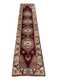 Resim El Dokuma Sıfır Uşak Halısı 78x330 Yolluk Kök Boya Yün Mor Halı 