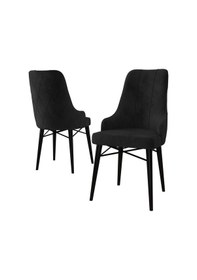 Resim Canisa Neta Serisi, 1.sınıf Babyface Kumaş Siyah Sandalye, Siyah Gürgen Ayak Sandalye Siyah Ayaklar Siyah 