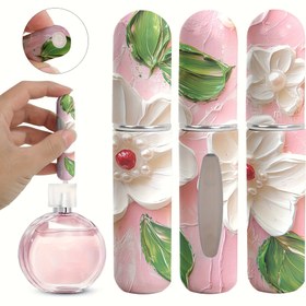 Resim Taşınabilir 5ml Yeniden Doldurulabilir Mini Seyahat Sprey Şişesi - Çiçek Desenli, BPA İçermeyen Dayanıklı Plastik Kozmetik Pompalı Parfüm, Esansiyel Yağlar ve Cilt Bakım Ürünleri için Yeniden Dolunabilir Şişe 
