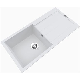 Resim Polex Cristalüx Granit Evye P-X1 Beyaz Tezgah Altı Ve Tezgah Üstü Mutfak Evyesi 98x49.5 CM 