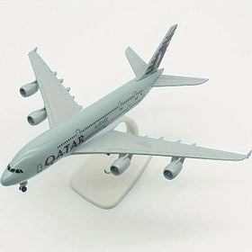 Resim Katar A380 7.9" Alaşımlı Uçak Modeli - Ev, Ofis & Araba Dekoru için Mükemmel | Havacılık Tutkunları için İdeal Hediye 