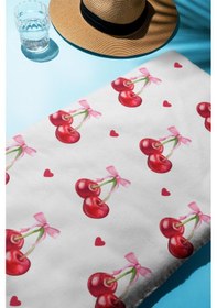 Resim Dijital Baskı Plaj Deniz Havlusu Kiraz Desenli Peştamal Hvl0019 Renkli 