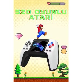 Resim Ponna Retro Konsol P5 Uyumlu Taşınabilir 520 Oyunlu Kablosuz Game Stick 
