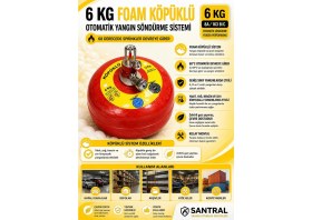 Resim Santral 6 kg Sprinklerli Tavan Tipi AFF FOAM Yangın Tüpü 