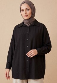 Resim adamila Kadın Premium Oversize Gömlek Tesettür Salaş Uzun Kollu Kaliteli Tunik 