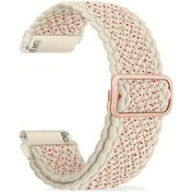 Resim Gateesat Huawei Ve Samsung Watch İçin 20mm Hasır Örgü Nylon Kılıf Khaki 