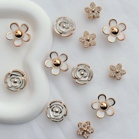 Resim 12 adet Altın Çiçekli Ayakkabı Şansları - Dayanıklı ABS, Boş Tasarım, Pil Gerektirmez, Sneaker, Sandalet ve Terlikler için Mükemmel, DIY Ayakkabı Aksesuarları için Anneler Günü, Noel ve Daha Fazlası, Ayakkabı Aksesuarları | Çiçekli Ayakkabı Şansları | Boş Şanslar 