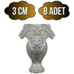 Resim Lüx Metal Ayak Çeyiz Ve Hediye Kutusu Mobilya Ayağı 3cm Gümüş 8 Adet Gümüş 