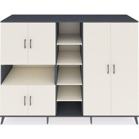 Resim Kronos Dolap 13 Raflı 6 Kapaklı 220x59x163 Antrasit-aytaşı Antrasit-aytaşı 