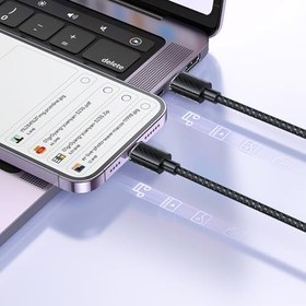 Resim MCDODO CA-3660 Crystal Serisi Type-c to Lightning 36W PD Hızlı Şarj ve Veri Aktarım Örgü Kablo Siyah 1.2m 