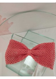 Resim Papyonbebek0 Örgü Fiyonk Toka - Pembe - Organik & El Yapımı Pembe 