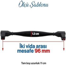 Resim 10 Adet Kare Kulp Mobilya Mutfak Dolabı Çekmece Dolap Kapak Kulpu Kulbu Siyah (96 MM-9.6 CM) Metal 