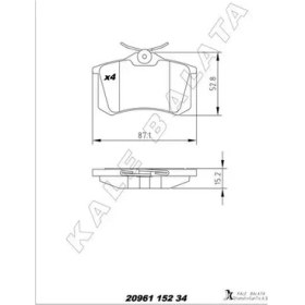 Resim Arka Balata Mgn Iı-Lgn-Golf Iıı-Iv-Passat III-POLO-C3-C4-307-A3-A4 87X52.9X15MM Kale Balata 1H0698451F/ 4250.56/ WVA20960 