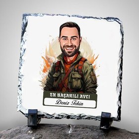 Resim Karikatürlü En Başarılı Erkek Avcı Dekoratif Taş 