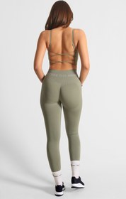 Resim Yüksek Bel Kalça Toparlayıcı Büzgülü ve Dikişsiz Spor Tayt Haki - XS / Khaki 