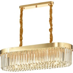 Resim Avizemoda Desina 70x30'luk Kristal Taşlı Lüks Yemek Masası Üstü Avize - GOLD Kaplama 