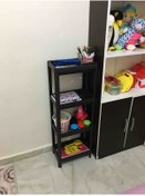 Resim Omaş Household Product Vesken 4 Katlı Banyo Raf Ünitesi Siyah Banyo Düzenleyici Şampuanlık Havluluk Dolap 