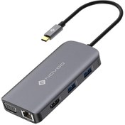 Resim Novoo Type-C to 3 USB-A 3.0 HDMI 4K 30Hz VGA RJ45 PD 100W HUB Uzay Gri 