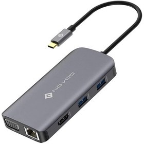 Resim Novoo Type-C to 3 USB-A 3.0 HDMI 4K 30Hz VGA RJ45 PD 100W HUB Uzay Gri 