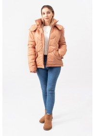 Resim Acw Fashion Bulut Desenli Oversize Çıkarılabilir Kapüşonlu Modern Kadın Mont Lacivert 