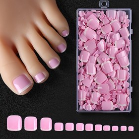 Resim 120 adet Michelleccy Pembe Kısa Kare Sahte Ayak Tırnağı Uçları - Tam Kaplama Akrilik Basınçlı, Parlak Bitiş, Oval Şekil Tırnak Sanatı ve Uzatmalar için, Tırnak Aksesuarları 