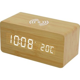 Resim Top Geek Kablosuz Şarj ile Ahşap Dijital Çalar Saat 3 Alarm 