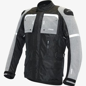 Resim Venom Motosiklet Montu Long Siyah-gri Discovery Mont 4 Mevsim Uzun Motorcu Mont 