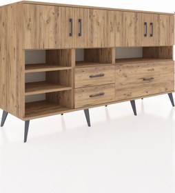 Resim Kronos Konsol 8 Raflı 3 Çekmeceli 4 Kapaklı 176x59x99 Çam-çam Çam-çam 