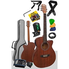 Resim Midex PHX-188EQ Set Masif Ağaç Elektro Akustik Gitar 4/4 (Gigbag Çanta Tuner Askı Capo Jak Kablo) 