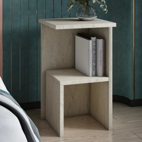 Resim İnarch Dizayn Roisin Modern Çok Amaçlı Komodin & Yan Sehpa - Traverten Desen 