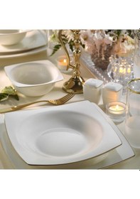 Resim Kütahya Porselen İnci Bone Mare 53 Parça Altın Fileli Yemek Takımı 