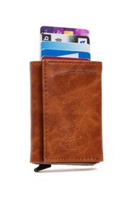 Resim Newish Polo Erkek Mekanizmalı Cüzdan ve Deri Kapaklı Omuz El Çantası (17X22CM) - Taba new337 