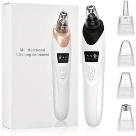 Resim Evde siyah nokta emme güzellik cihazı, 5 emiş başlığı ile, beyaz ve siyah, USB şarjlı, 400mAh, hem erkekler hem kadınlar için uygun 