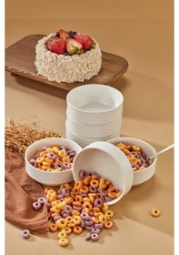 Resim Cooker Emboss 6'lı 12 Cm Porselen Joker Kase Çorba Kahvaltılık Ikramlık Çerezlik Set Krem 