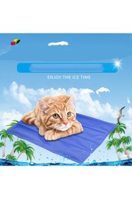 Resim Duffa Kedi Köpek Soğutucu Mat Çift Taraflı Serinletici Yatak Pet Cool Mat Kedi Köpek Serinletici Mat L Boy 
