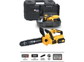 Resim DJ12 Sarı Şarjlı Ağaç Odun Kesme Motoru Zincirli Testere 21V 3 Amper Kömürsüz 