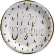 Resim Karton Tabak Gold Varak Baskılı Iyiki Doğdun 23 CM 6 Adet Beya 