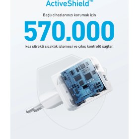 Resim Anker 323 33W USB-C + USB-A Hızlı Şarj Cihazı -(USB-C PD 20W + USB-A 12W) iPhone & Android ile Uyumlu Type-C Hızlı Şarj Adaptörü - A2331 - Beyaz (Anker Türkiye Garantili) 