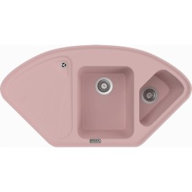 Resim POLEX Cristalüx Granit Evye P-CR1 Pembe Tezgah Altı Ve Tezgah Üstü Mutfak Evyesi 104,5x57cm 