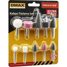 Resim Çillor Dmax DMX-4135 ( 10PCS ) Kalıpcı Taşlama Seti (Temizleme & Parlatma & Çapak Alma & Pas Sıyırma) 