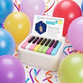 Resim Taşınabilir mini elektronik piyano klavye - üç renk ayarlanabilir LED ışıklı, 15 tuşlu ve 1200mAh şarj edilebilir pil ile beyaz müzik kutusu, aile ve arkadaşlar için mükemmel Noel ve doğum günü hediyesi 