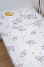 Resim Organik Bebek Boy Lastikli Çarşaf Seti - Hayalperest Fil 80 x 140 