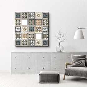Resim Açık Kahverengi İtalyan Seramik Karo Koleksiyonu | Cam Duvar Tablosu - L (80 x 80 cm) 