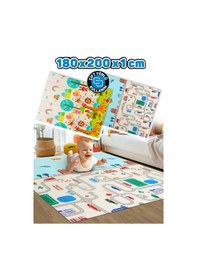 Resim Neşeli Zürafa + Taşıtlar - Katlanabilir Çocuk Oyun Halısı Ekstra Large-180x200x1 CM- Taşıma Çantalı 