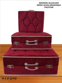 Resim Hasret Çeyiz Sandık Gelin Damat Bavul Çanta Hurç Çeyiz Sandığı 3lü 0564 