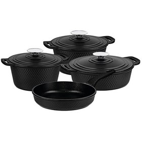 Resim Oms Triana 7 Parça Granit Döküm Tencere Seti Siyah 3536 