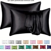 Resim Şık Yumuşak Deluxe Saten yastık kılıflarını satın alın, Saç ve Cilt için Saten Yastık Kılıfı (siyah, 50.8x76.2 cm) Kraliçe Boy Yastık Kılıfı 1 adet - Saten Soğutucu Yastık Kılıfları, Zarf Kapatma ile siyah beyaz siyah saten yastık kılıfı kraliçe Saten yastık kılıfı 